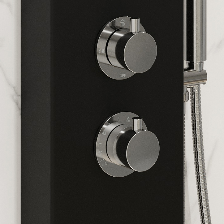 Thermostatic Shower Panel Column Tower Body Jets Twin Head Aluminium